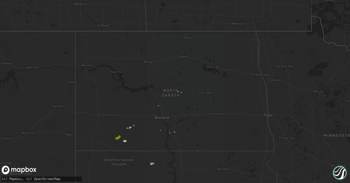Hail map in North Dakota on September 13, 2021