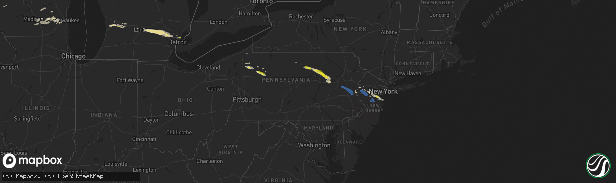 Hail map in Pennsylvania on September 13, 2021