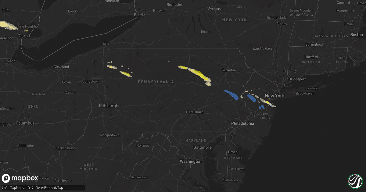 Hail map in Pennsylvania on September 13, 2021