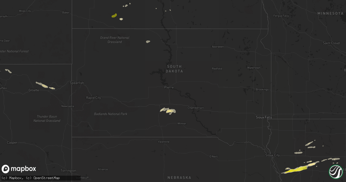 Hail map in South Dakota on September 13, 2021