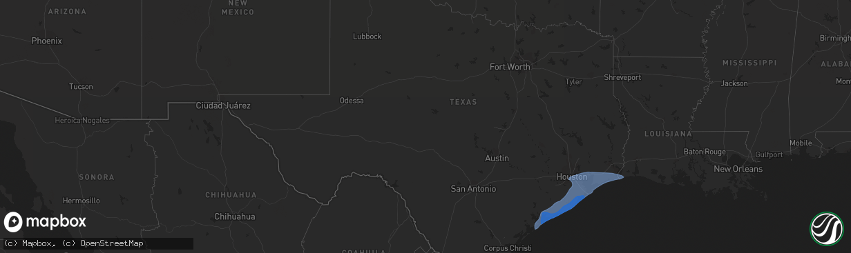 Hail map in Texas on September 13, 2021