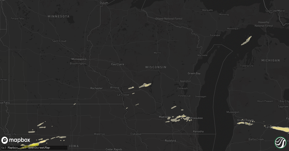 Hail map in Wisconsin on September 13, 2021