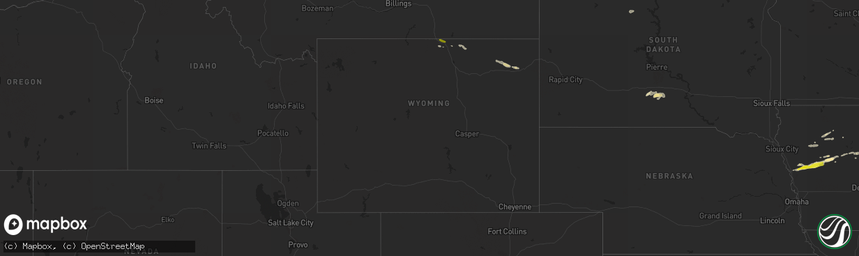 Hail map in Wyoming on September 13, 2021