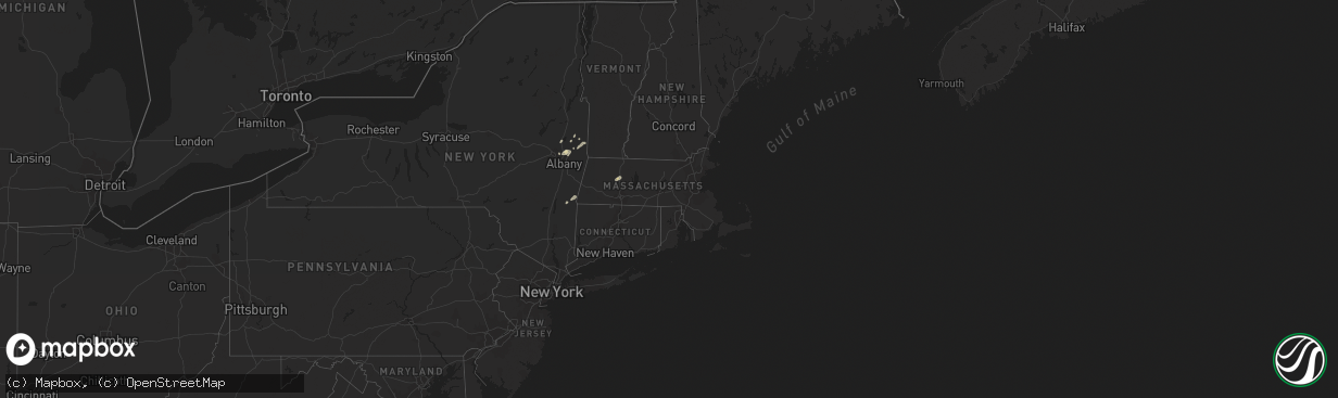 Hail map in Massachusetts on September 13, 2022