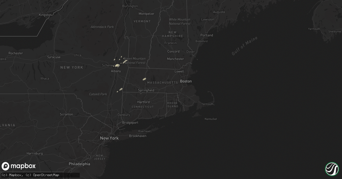 Hail map in Massachusetts on September 13, 2022