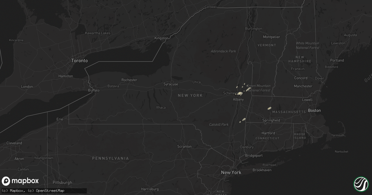 Hail map in New York on September 13, 2022