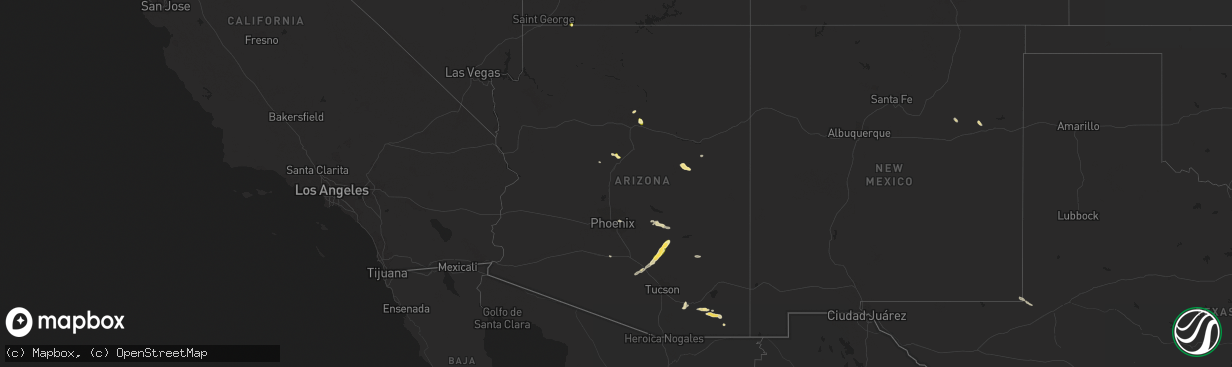 Hail map in Arizona on September 13, 2023