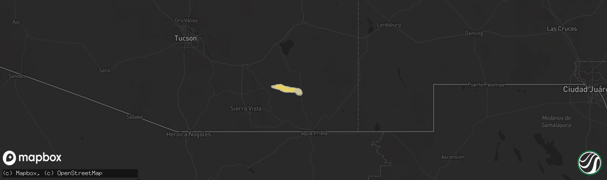 Hail map in Elfrida, AZ on September 13, 2023