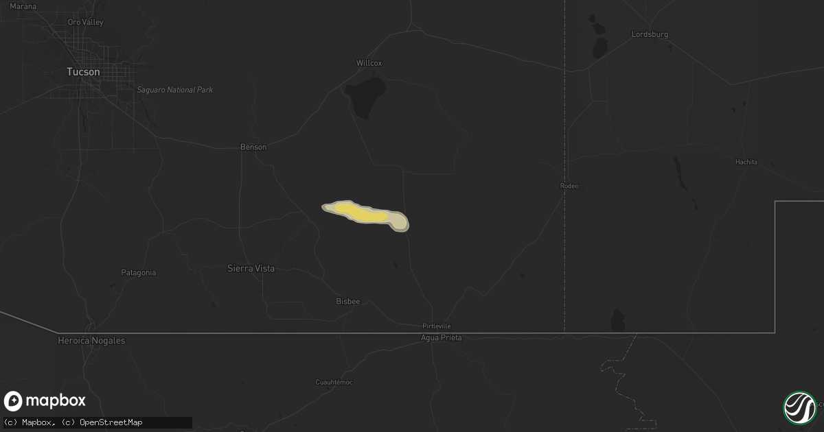 Hail map in Elfrida, AZ on September 13, 2023