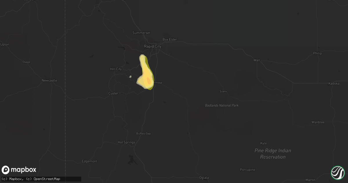 Hail map in Hermosa, SD on September 13, 2023