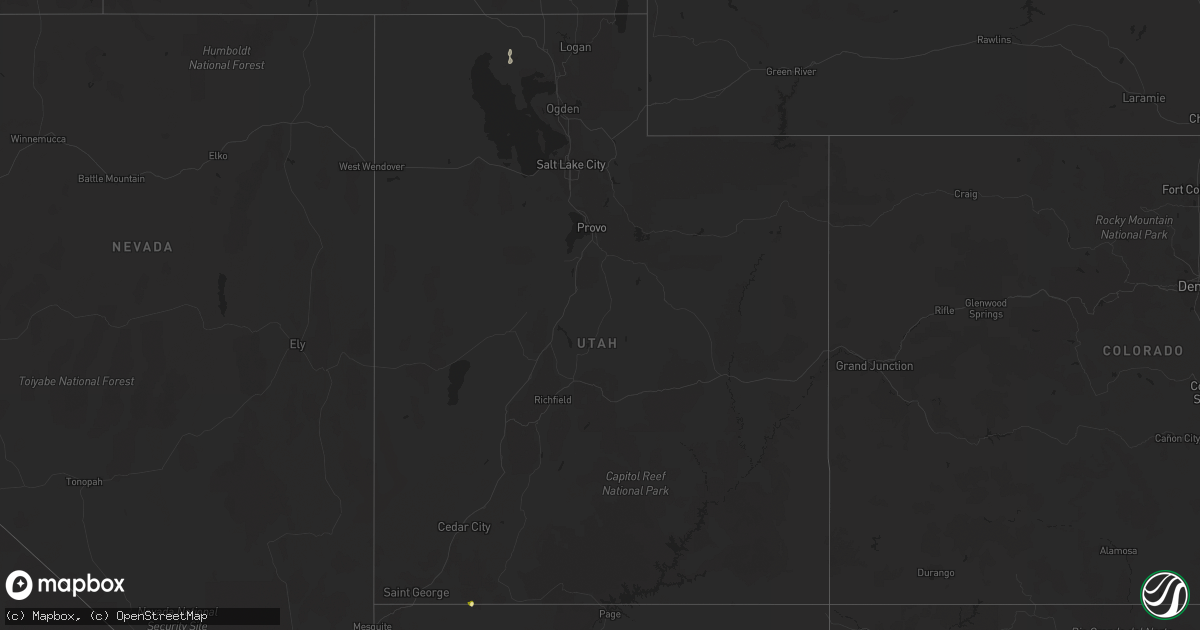 Hail map in Utah on September 13, 2023