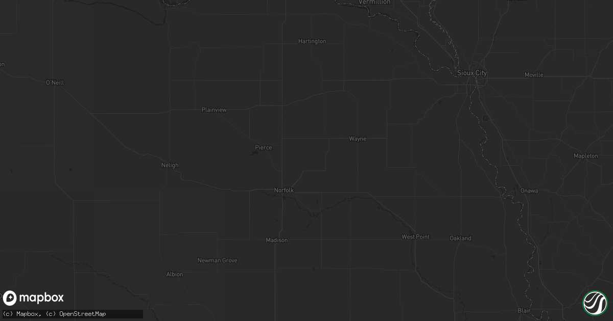 Hail map in Hoskins, NE on September 13, 2024
