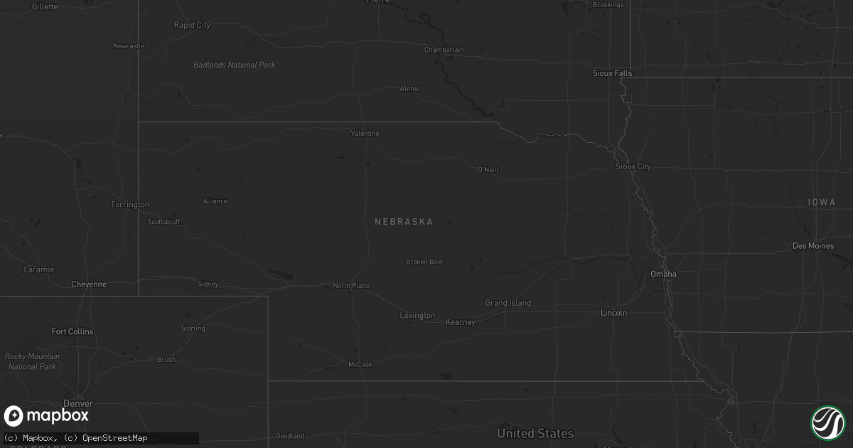 Hail map in Nebraska on September 13, 2024