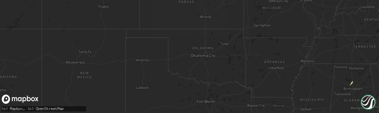 Hail map in Oklahoma on September 13, 2024