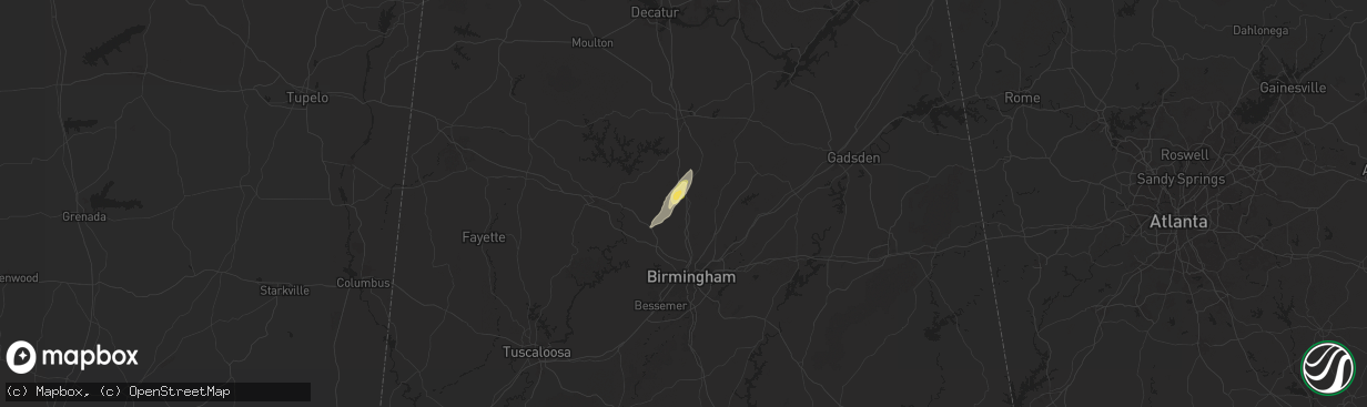 Hail map in Warrior, AL on September 13, 2024