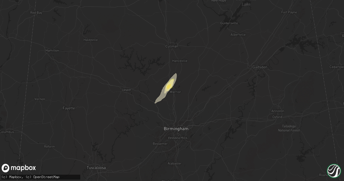 Hail map in Warrior, AL on September 13, 2024