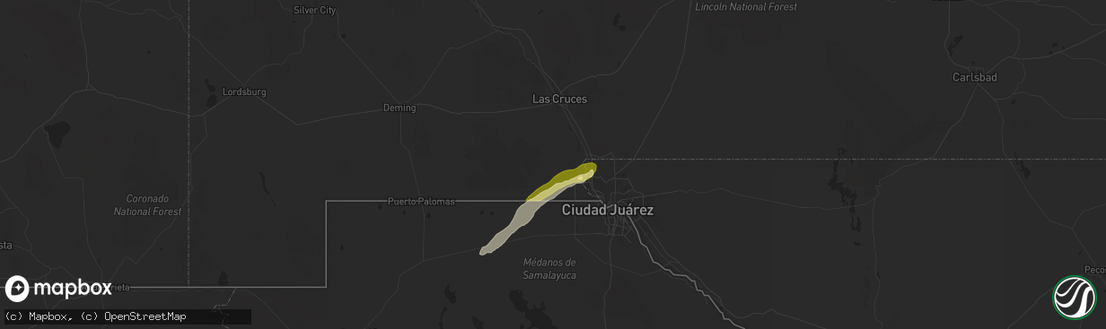 Hail map in Anthony, NM on September 13, 2025