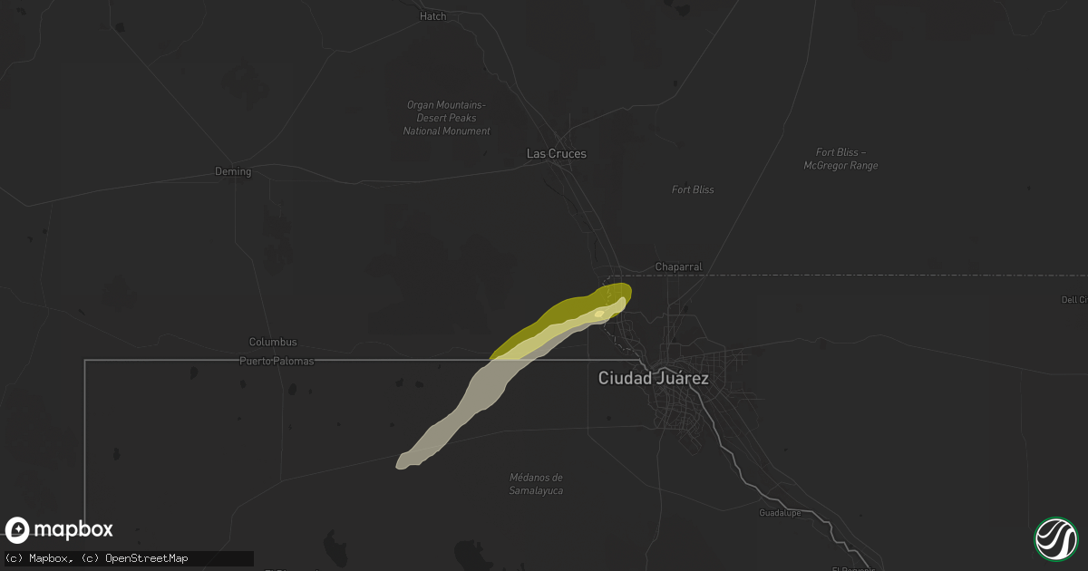 Hail map in Anthony, NM on September 13, 2025