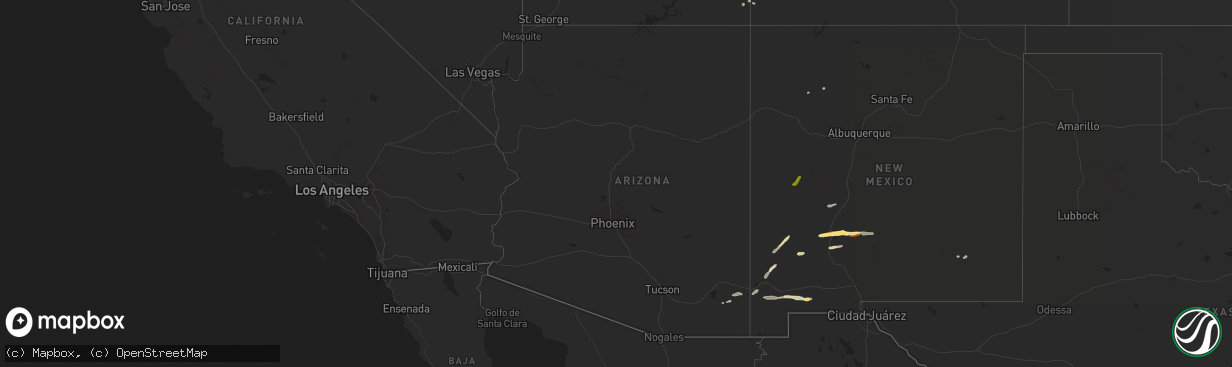 Hail map in Arizona on September 13, 2025