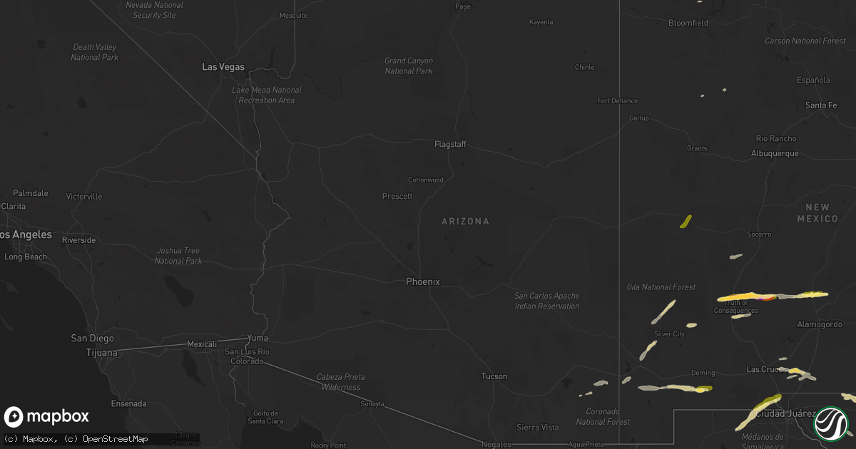 Hail map in Arizona on September 13, 2025
