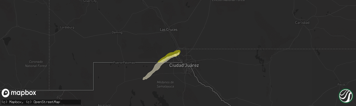 Hail map in Canutillo, TX on September 13, 2025