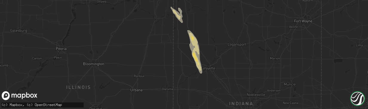 Hail map in Fowler, IN on September 13, 2025