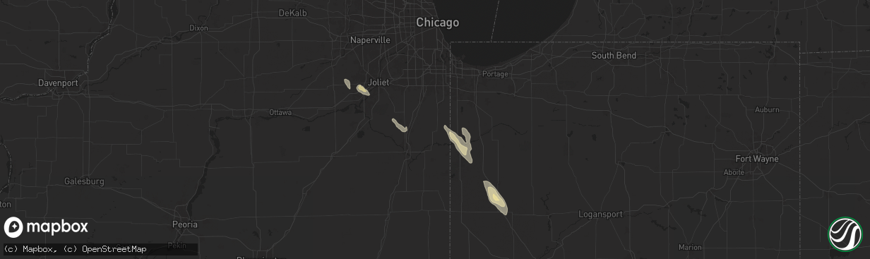Hail map in Grant Park, IL on September 13, 2025