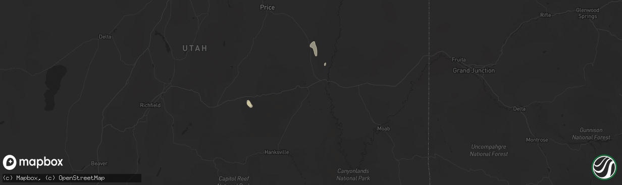 Hail map in Green River, UT on September 13, 2025