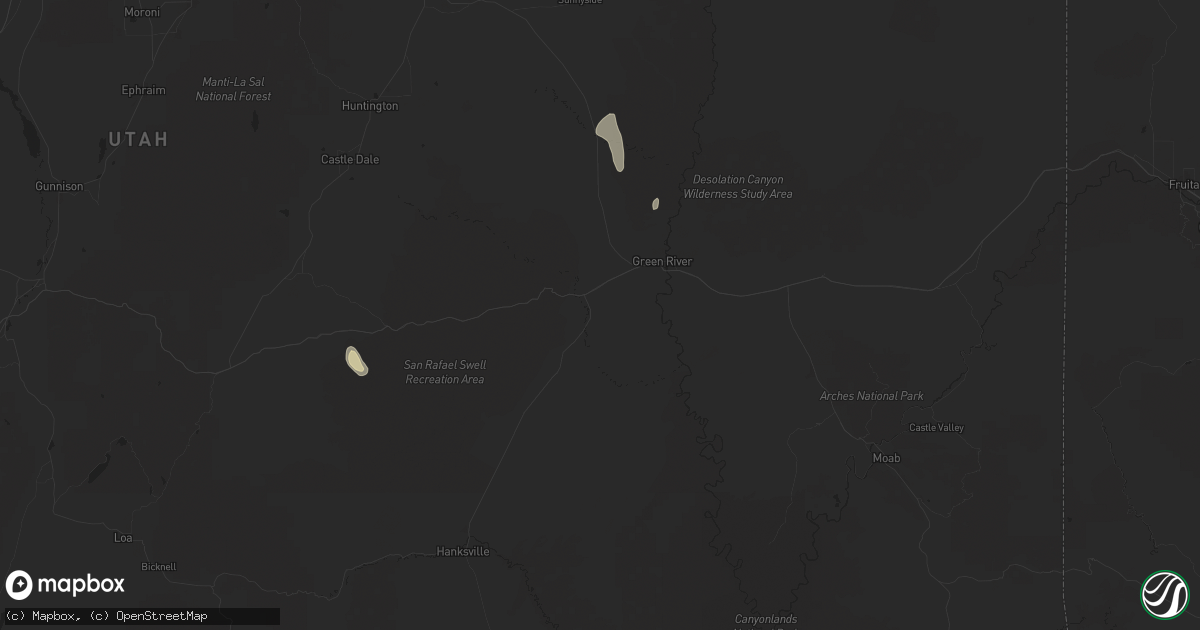 Hail map in Green River, UT on September 13, 2025