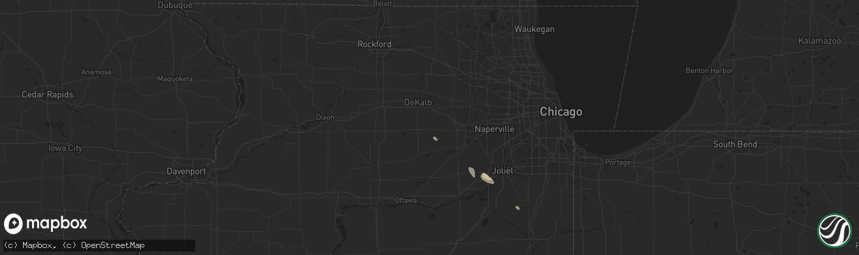 Hail map in Hinckley, IL on September 13, 2025