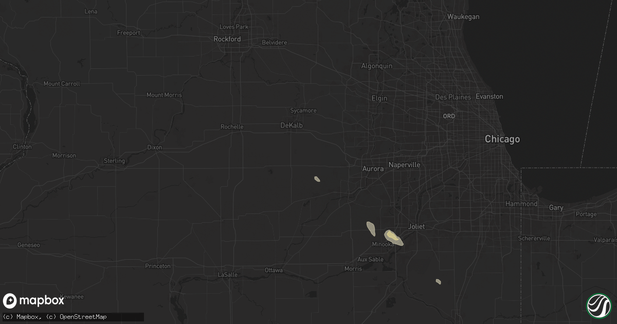 Hail map in Hinckley, IL on September 13, 2025