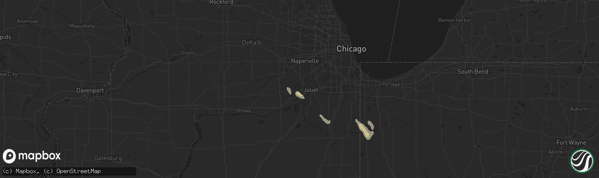 Hail map in Joliet, IL on September 13, 2025