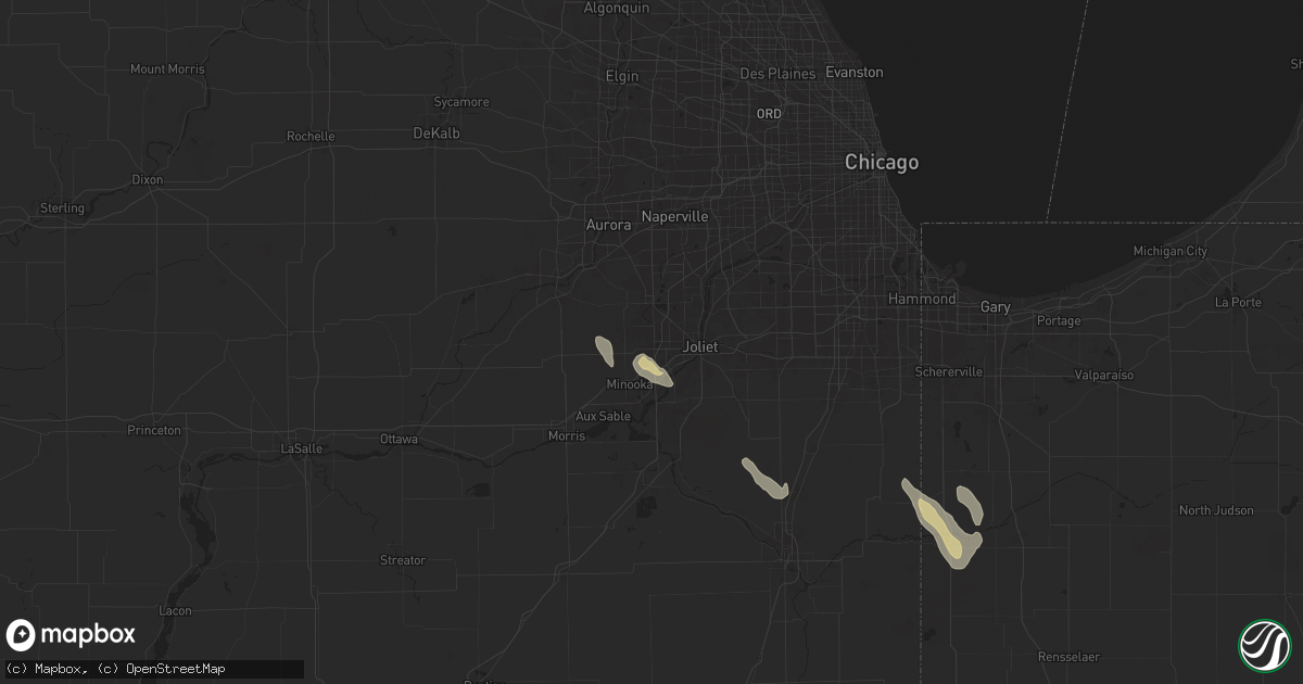 Hail map in Joliet, IL on September 13, 2025