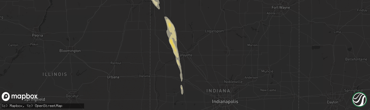 Hail map in Lafayette, IN on September 13, 2025