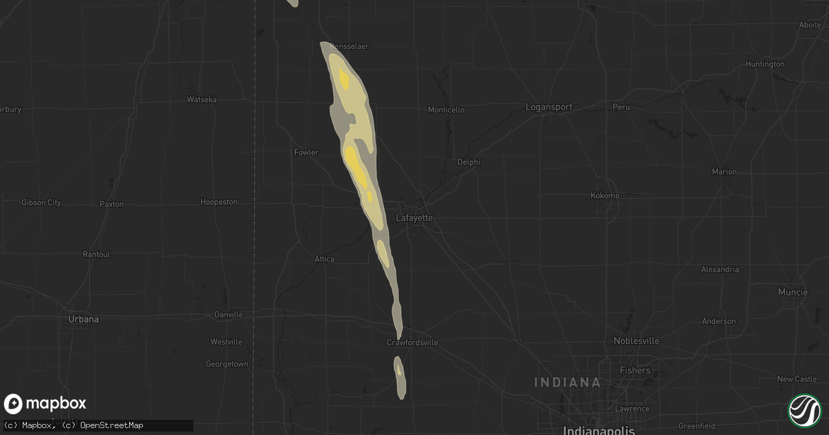 Hail map in Lafayette, IN on September 13, 2025