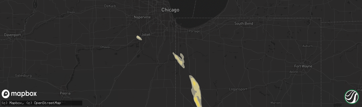 Hail map in Lowell, IN on September 13, 2025