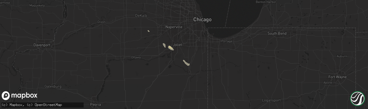 Hail map in Manhattan, IL on September 13, 2025