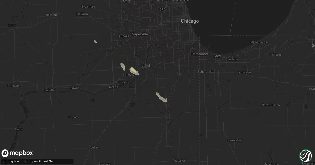 Hail map in Manhattan, IL on September 13, 2025