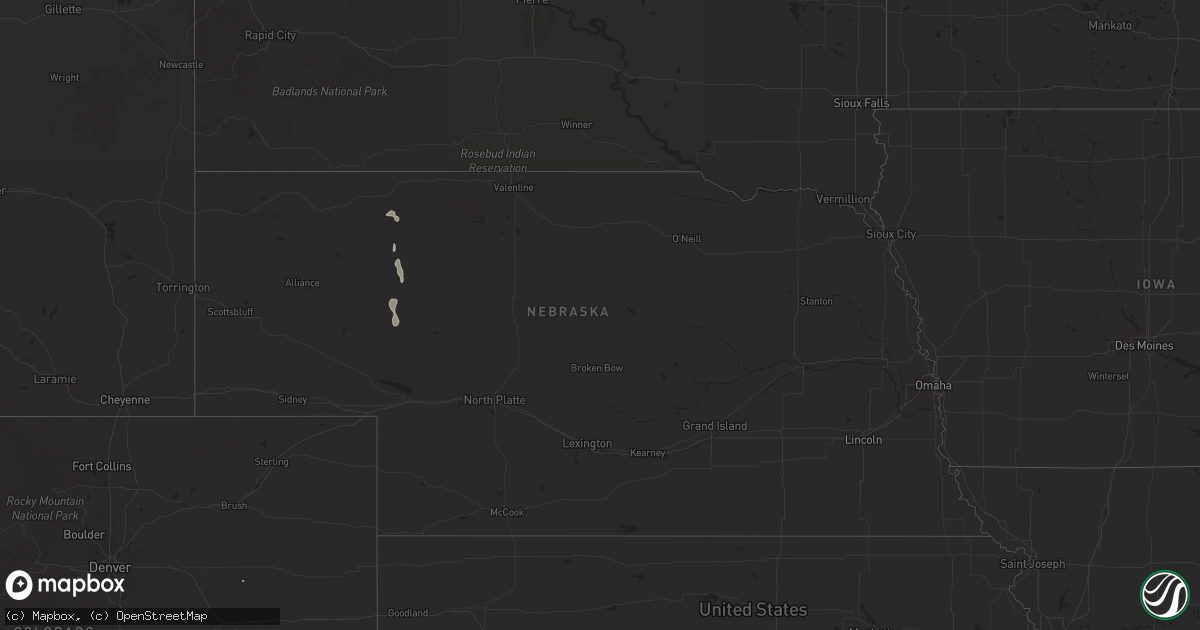Hail map in Nebraska on September 13, 2025