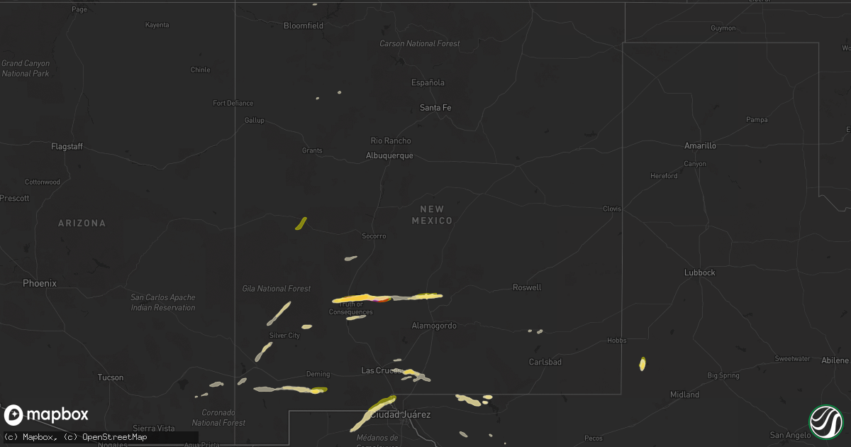 Hail map in New Mexico on September 13, 2025