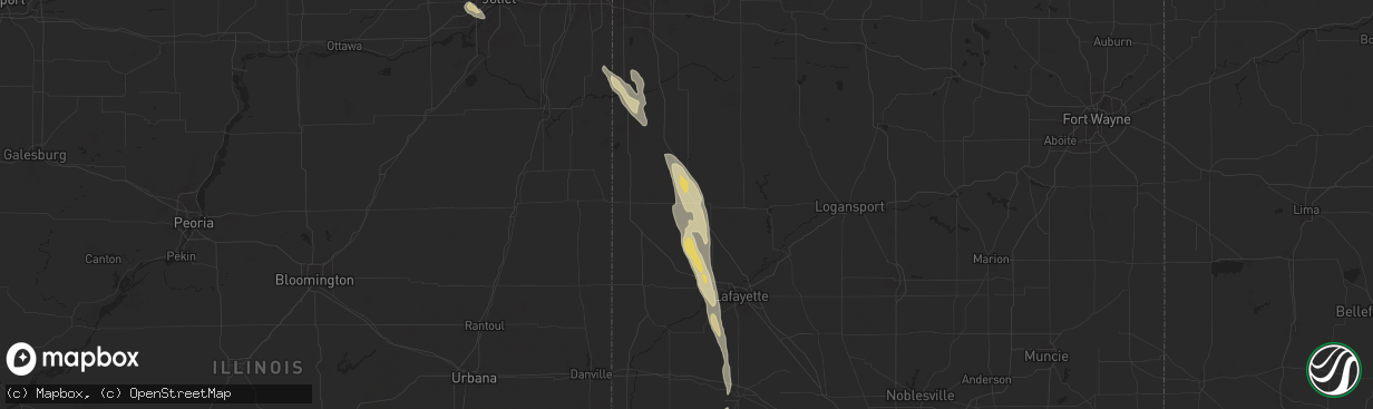 Hail map in Remington, IN on September 13, 2025