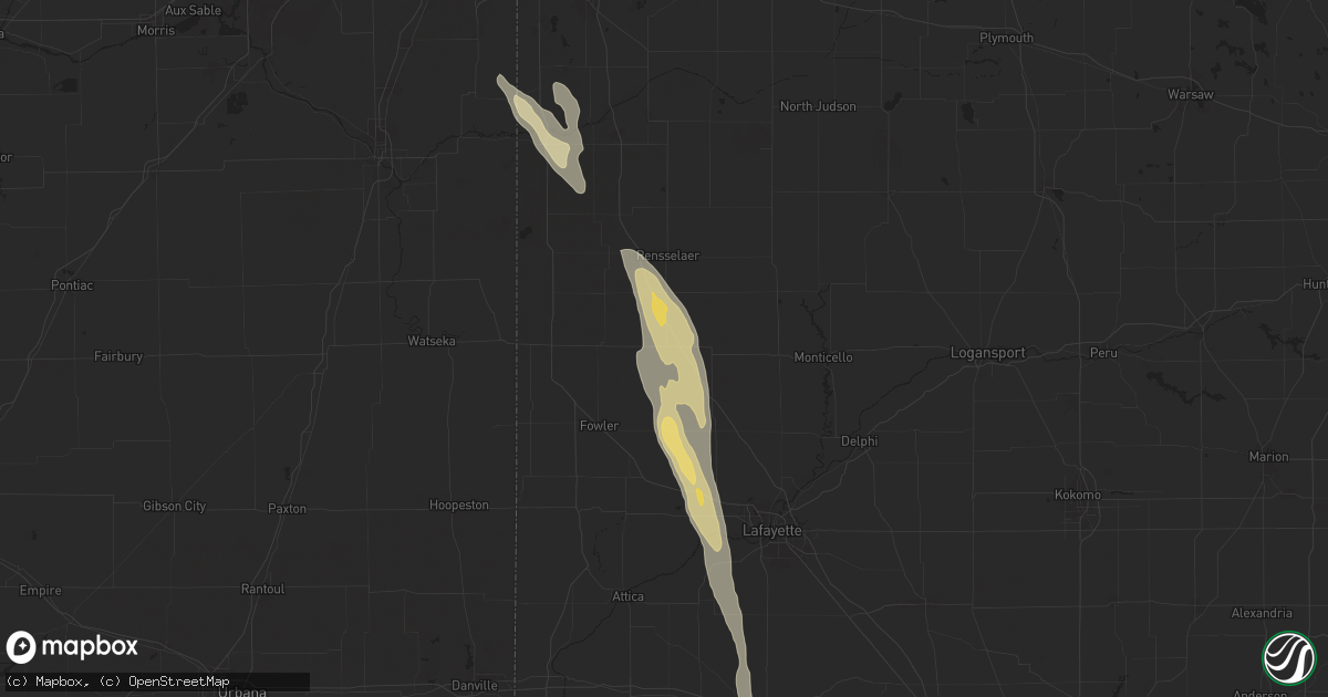 Hail map in Remington, IN on September 13, 2025