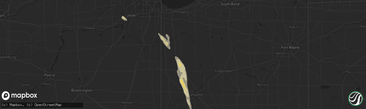 Hail map in Rensselaer, IN on September 13, 2025
