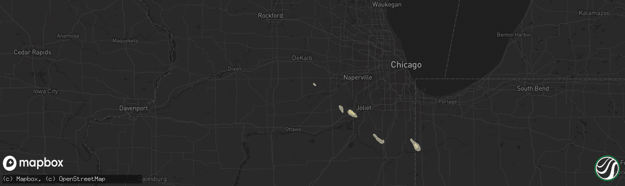 Hail map in Sandwich, IL on September 13, 2025