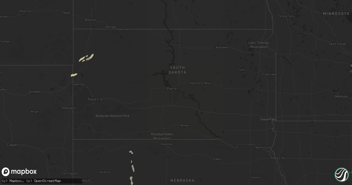 Hail map in South Dakota on September 13, 2025