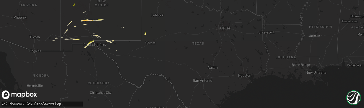 Hail map in Texas on September 13, 2025