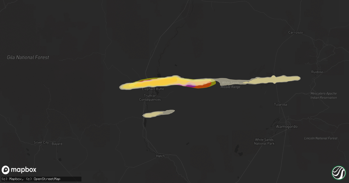 Hail map in Truth Or Consequences, NM on September 13, 2025