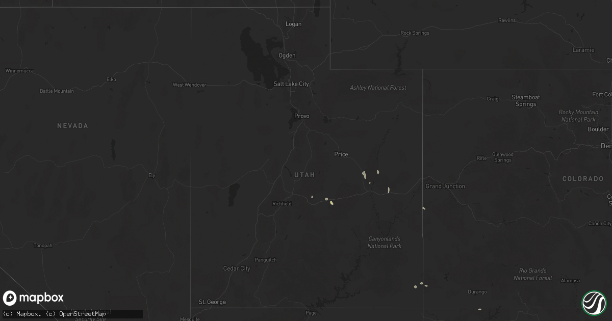 Hail map in Utah on September 13, 2025