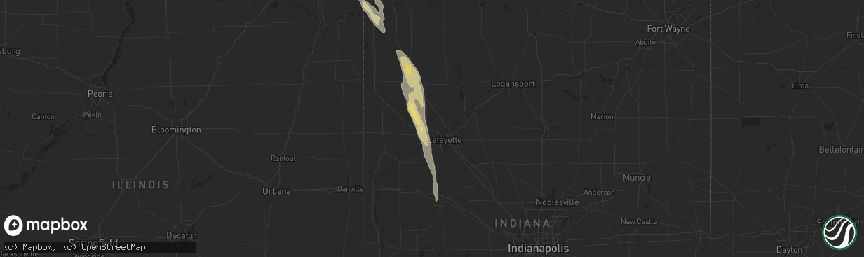 Hail map in West Lafayette, IN on September 13, 2025