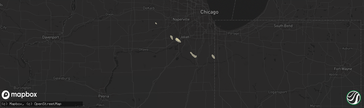 Hail map in Wilmington, IL on September 13, 2025